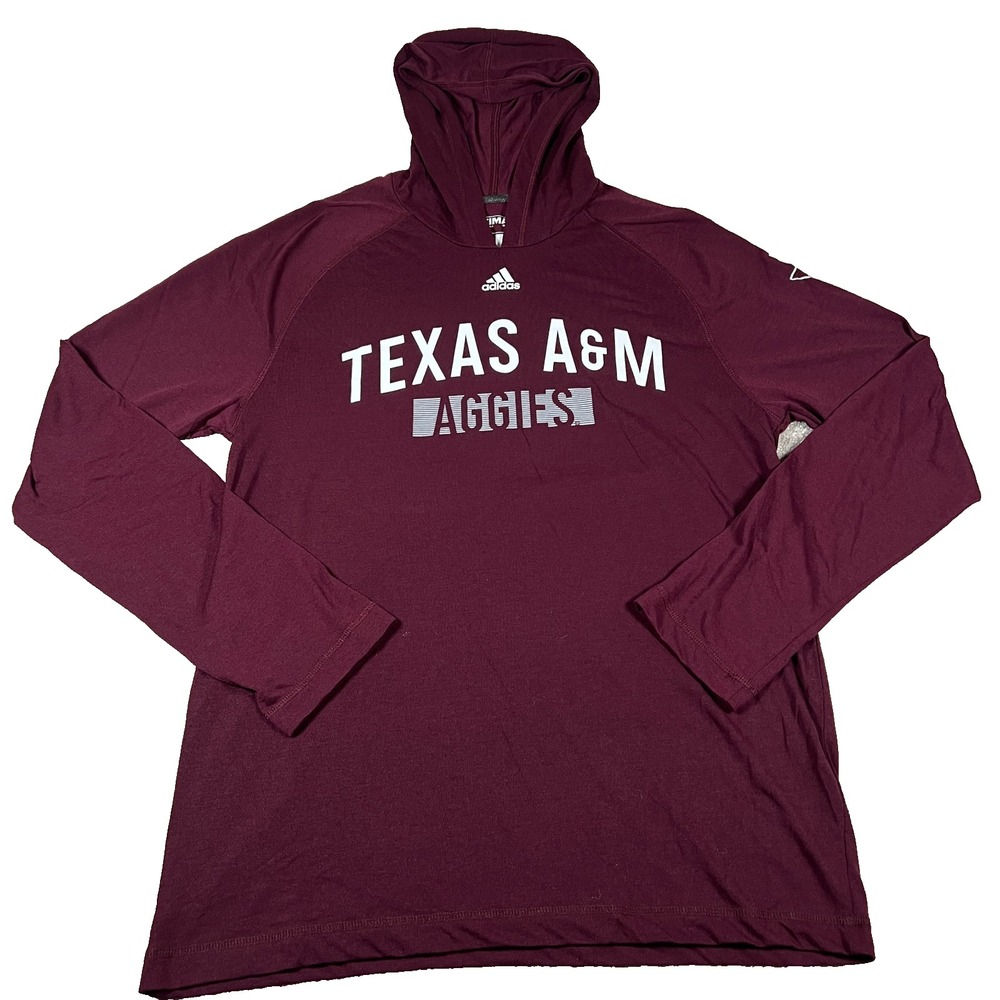 Adidas Texas A&M Aggies Mens Ultimate Tee Hoodie Maroon Climalite Large 4713A